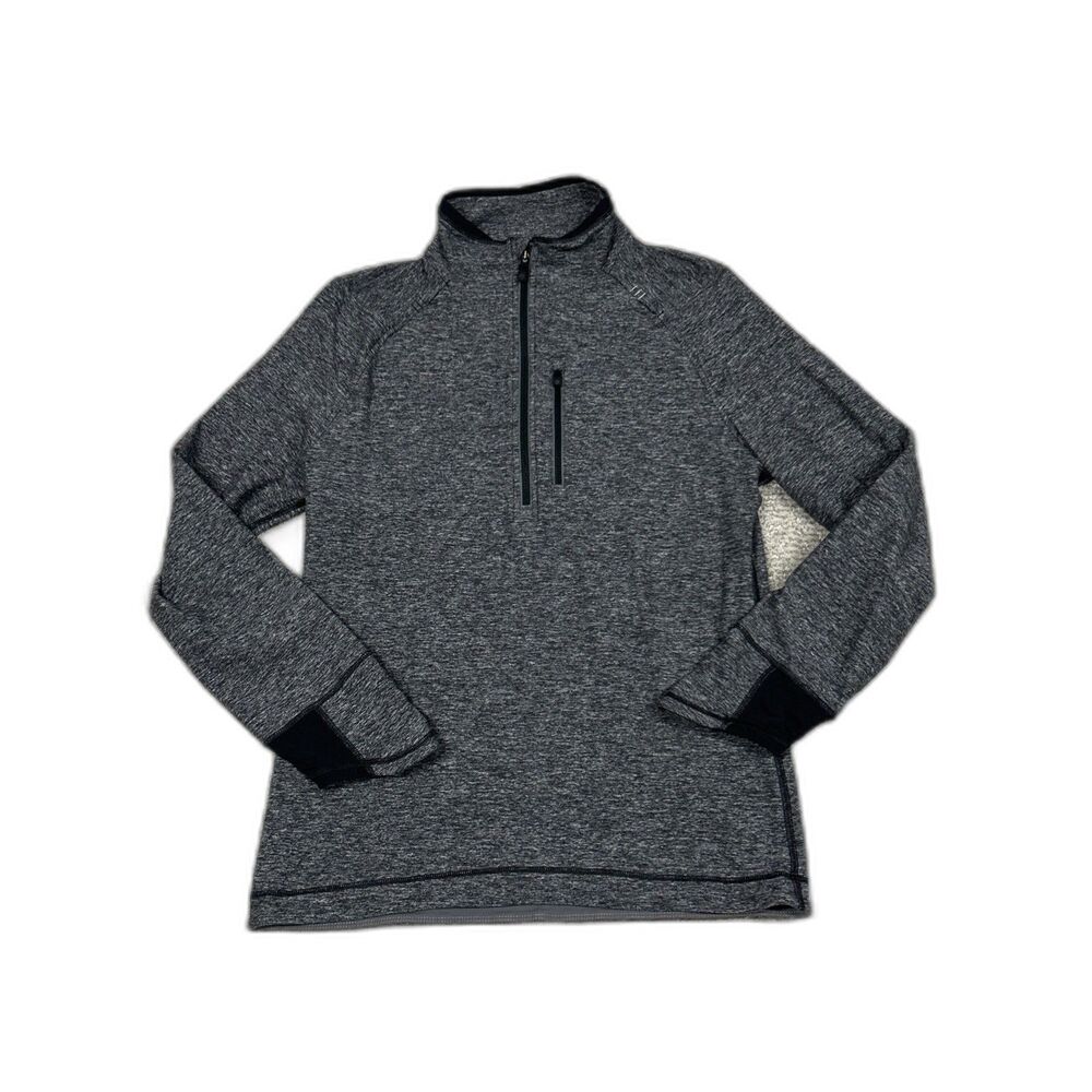 Lululemon Shirt Mens Medium 1/4 Zip Pullover Gray Thumbholes Athletic Top